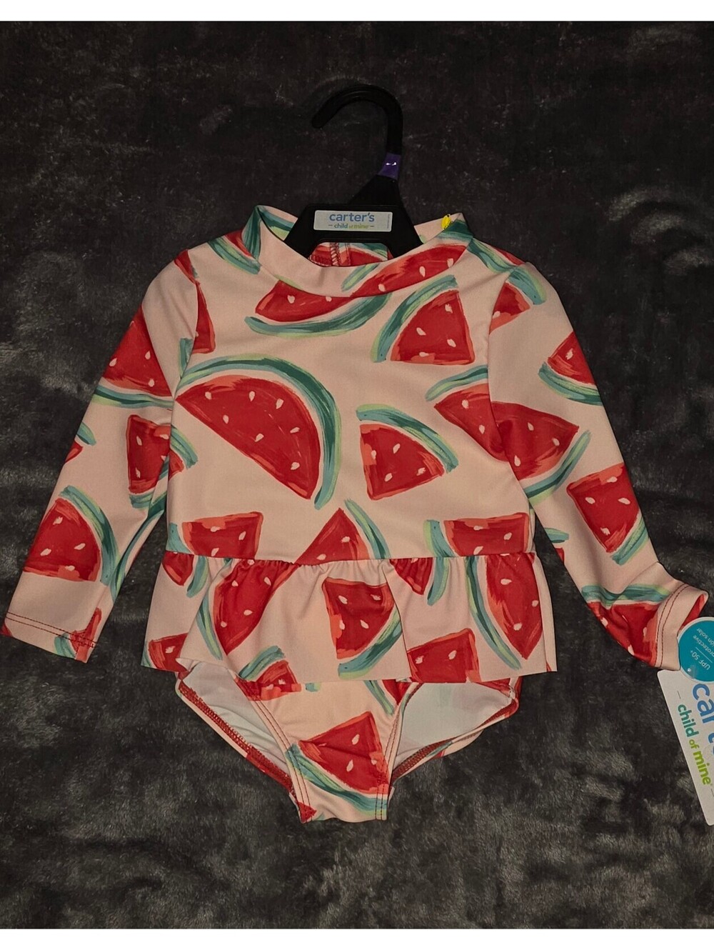 Carter's watermelon print long sleeve bodysuit pink